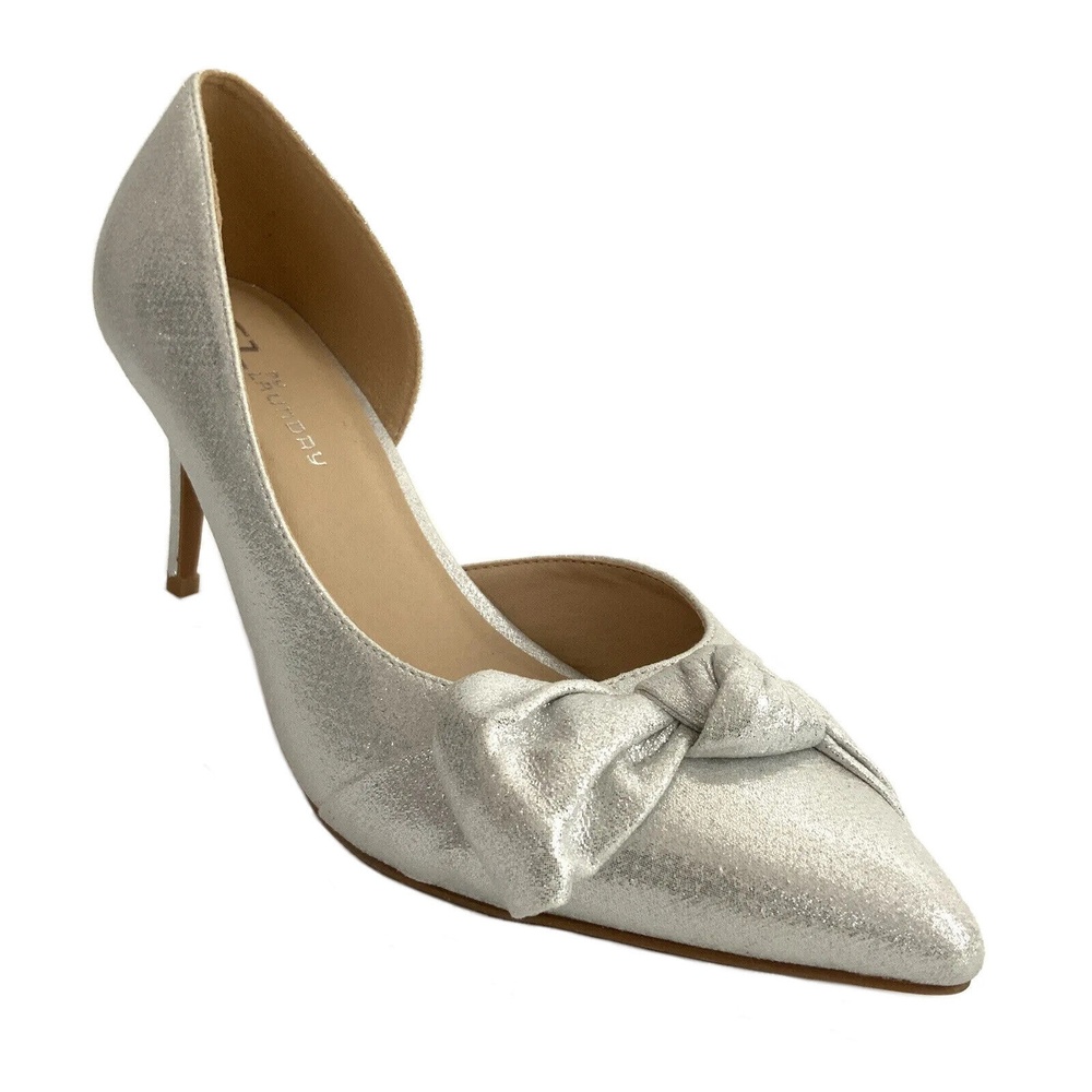 CL by Laundry D’orsay Bow Front Point-toe Heeled Sandals Silver 10